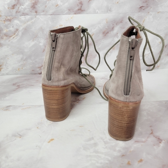 Jeffrey Campbell Cors Peep Toe Chunky Heel Tan Suede Bootie Women’s Size 9.5 - Picture 13 of 16